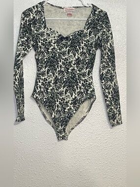 Bodywear women’s Long-Sleeve One-Piece floral Swimsuit  size medium